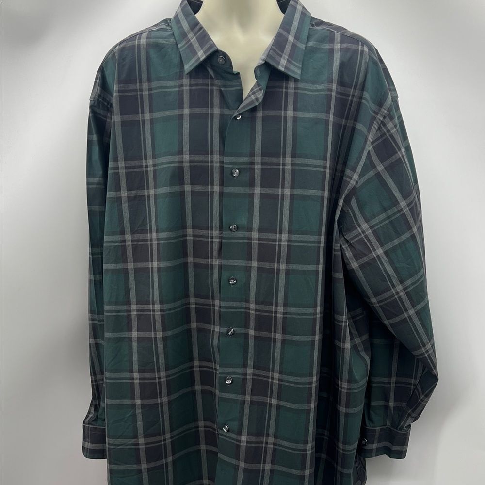 Synrgy Classic Green Plaid Button-Down Shirt 4XL